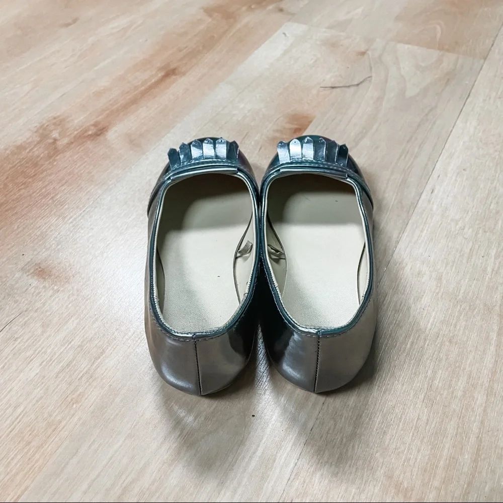 Janie & Jack Metallic Silver Tassel Detail Slip On Flats Toddler Girls Size 10*